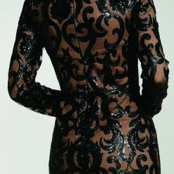 Tina Holly Couture Made To Order MOTHER OF BRIDE/GROOM Tina Holly Couture T1890 Black & Nude Long Sleeve Mermaid Formal Gown Prom Dress