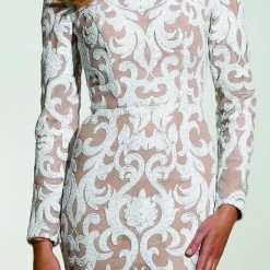 Tina Holly Couture Made To Order Tina Holly Couture T1890 White & Nude Long Sleeve Mermaid Formal Gown Prom Dress BRIDAL COLLECTION