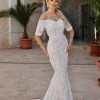 Tina Holly Couture Made To Order Tina Holly Couture Designer T19005 White & Nude Stretch Sequin Formal Wedding Gown Dress BRIDAL COLLECTION