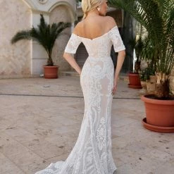 Tina Holly Couture Made To Order Tina Holly Couture Designer T19005 White & Nude Stretch Sequin Formal Wedding Gown Dress BRIDAL COLLECTION