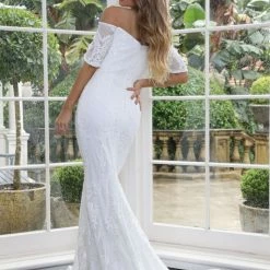 Tina Holly Couture Made To Order Tinaholy Couture Designer T19005 White Stretch Sequin Formal Wedding Gown Dress BRIDAL COLLECTION