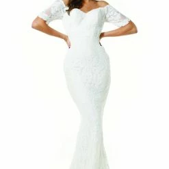 Tina Holly Couture Made To Order Tinaholy Couture Designer T19005 White Stretch Sequin Formal Wedding Gown Dress BRIDAL COLLECTION