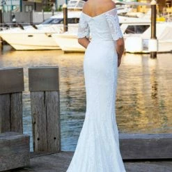 Tina Holly Couture Made To Order Tinaholy Couture Designer T19005 White Stretch Sequin Formal Wedding Gown Dress BRIDAL COLLECTION