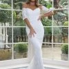 Tina Holly Couture Made To Order Tinaholy Couture Designer T19005 White Stretch Sequin Formal Wedding Gown Dress BRIDAL COLLECTION