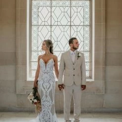 Tina Holly Couture Made To Order BRIDAL COLLECTION Tina Holly Couture T19280 White & Nude Wedding Mermaid Formal Dress