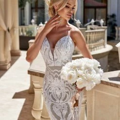 Tina Holly Couture Made To Order BRIDAL COLLECTION Tina Holly Couture T19280 White & Nude Wedding Mermaid Formal Dress