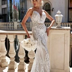 Tina Holly Couture Made To Order BRIDAL COLLECTION Tina Holly Couture T19280 White & Nude Wedding Mermaid Formal Dress