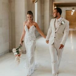 Tina Holly Couture Made To Order BRIDAL COLLECTION Tina Holly Couture T19280 White & Nude Wedding Mermaid Formal Dress