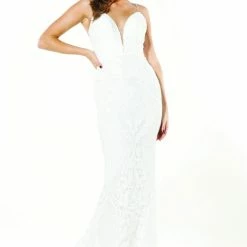 Tina Holly Couture Made To Order Tina Holly Couture T19280 White & White Wedding Mermaid Formal Dress