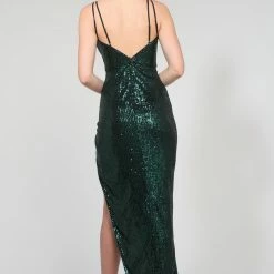 Tina Holly Couture Made To Order Tina Holly Couture TA007 Emerald Green Sequin Midi Cocktail Dress