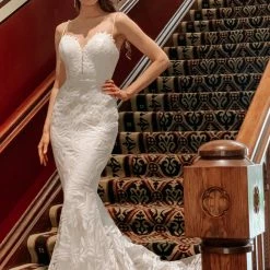 Tina Holly Couture Made To Order Tina Holly Couture TA107A White Sequin & Lace Mermaid Bridal Formal Dress