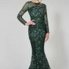 Tina Holly Couture Made To Order NEW ARRIVALS Tina Holly Couture TA139 Emerald Green Sequin Long Sleeve Mermaid Formal Dress