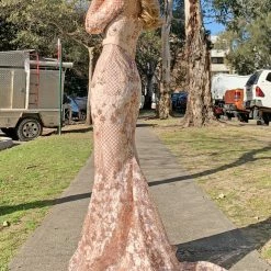 Tina Holly Couture Made To Order NEW ARRIVALS Tina Holly Couture TA139 Rose Gold Sequin Long Sleeve Mermaid Formal Dress