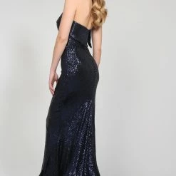 Tina Holly Couture Made To Order Tina Holly Couture TA361 Navy Blue Sequin Mermaid Formal Dress