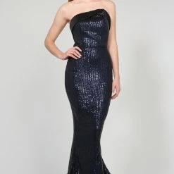 Tina Holly Couture Made To Order Tina Holly Couture TA361 Navy Blue Sequin Mermaid Formal Dress