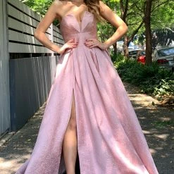 Tina Holly Couture TA611B Dusty Pink Strapless Ball Gown Formal Dress