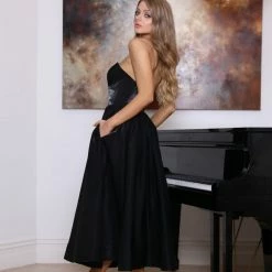 Tina Holly Couture Made To Order Tina Holly Couture TA625 Black Satin Strapless Semi Formal Dress