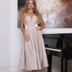 Tina Holly Couture Made To Order NEW ARRIVALS Tina Holly Couture TA625 Pink Satin Strapless Semi Formal Dress