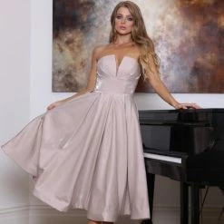 Tina Holly Couture Made To Order NEW ARRIVALS Tina Holly Couture TA625 Pink Satin Strapless Semi Formal Dress