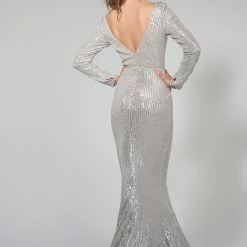 Tina Holly Couture Made To Order NEW ARRIVALS Tina Holly Couture Designer TA803 Silver Long Sleeve Formal Dress 8 Tina Holly Couture Made To Order NEW ARRIVALS Tina Holly Couture Designer TA803 Silver Long Sleeve Formal Dress