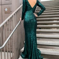 Tina Holly Couture Made To Order Tina Holly Couture Designer TA803 Emerald Green Long Sleeve Formal Dress NEW ARRIVALS