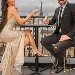 Tina Holly Couture Made To Order Tina Holly Couture Designer TA821 Gold Cowl Neck Mermaid Formal Dress NEW ARRIVALS