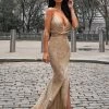 Tina Holly Couture Made To Order Tina Holly Couture Designer TA821 Gold Cowl Neck Mermaid Formal Dress NEW ARRIVALS