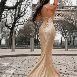 Tina Holly Couture Made To Order Tina Holly Couture Designer TA821 Gold Cowl Neck Mermaid Formal Dress NEW ARRIVALS