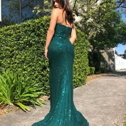 Tina Holly Couture Made To Order Tina Holly Couture TA823 Emerald Green Sequin Strapless Mermaid Formal Dress