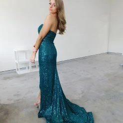 Tina Holly Couture Made To Order Tina Holly Couture TA823 Emerald Green Sequin Strapless Mermaid Formal Dress