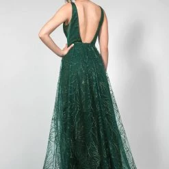 Tina Holly Couture Made To Order Tina Holly Couture Designer TA919 Emerald Green Glitter Ball Gown Formal Dress