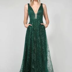 Tina Holly Couture Made To Order Tina Holly Couture Designer TA919 Emerald Green Glitter Ball Gown Formal Dress