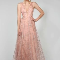 Tina Holly Couture Made To Order Tina Holly Couture Designer TA919 Rose Pink Glitter Ball Gown Formal Dress NEW ARRIVALS