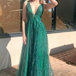 Tina Holly Couture Made To Order Tina Holly Couture Designer TA919 Emerald Green Glitter Ball Gown Formal Dress