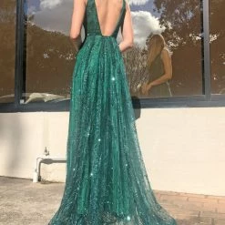 Tina Holly Couture Made To Order Tina Holly Couture Designer TA919 Emerald Green Glitter Ball Gown Formal Dress