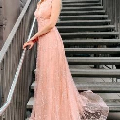 Tina Holly Couture Made To Order Tina Holly Couture Designer TA919 Rose Pink Glitter Ball Gown Formal Dress NEW ARRIVALS