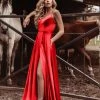 Tina Holly Couture Made To Order Tina Holly Couture TE001 Red Satin Lace Up Back Formal Dress NEW ARRIVALS