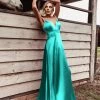 Tina Holly Couture Made To Order Tina Holly Couture TE003 Aqua Blue Satin Silky Formal Dress