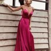 Tina Holly Couture Made To Order NEW ARRIVALS Tina Holly Couture TE003 Berry Pink Satin Silky Formal Dress