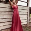 Tina Holly Couture Made To Order NEW ARRIVALS Tina Holly Couture TE003 Burgundy Satin Silky Formal Dress