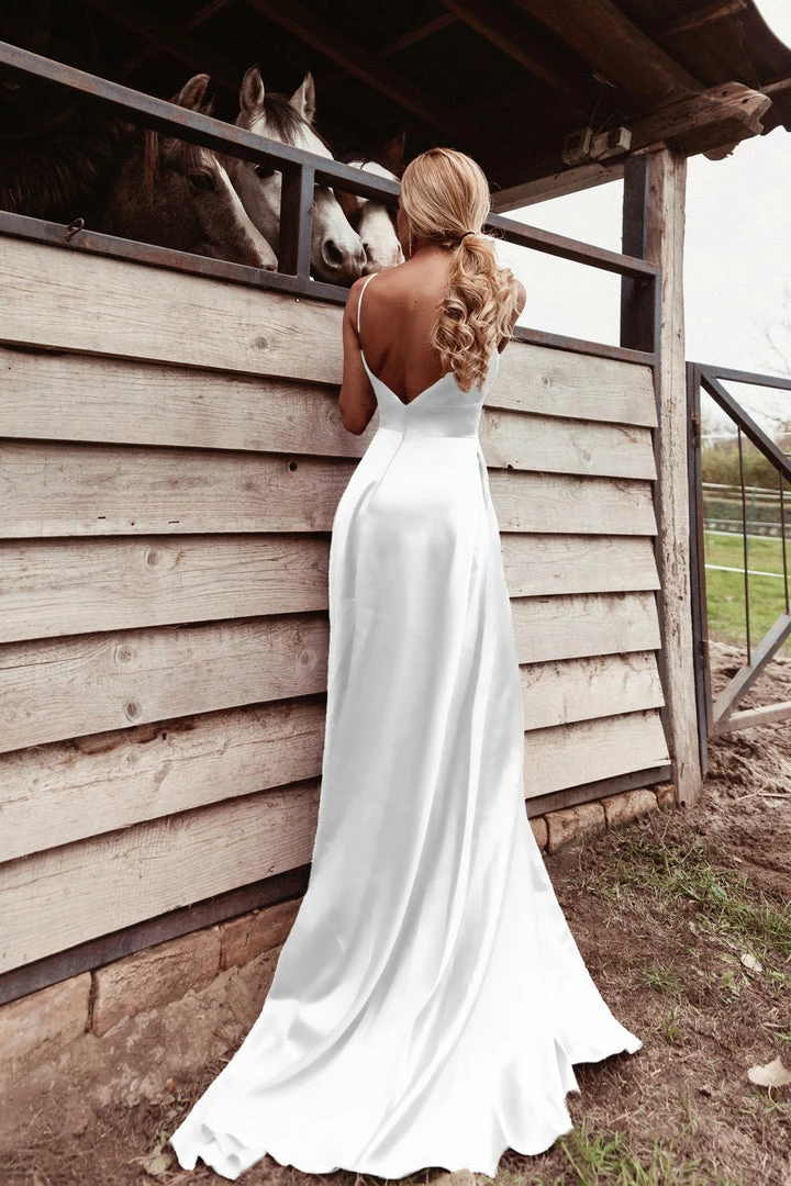 Tina Holly Couture Made To Order Tina Holly Couture TE003 Pure White Satin Silky Formal Dress BRIDAL COLLECTION 3 Tina Holly Couture Made To Order Tina Holly Couture TE003 Pure White Satin Silky Formal Dress BRIDAL COLLECTION