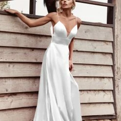 Tina Holly Couture Made To Order Tina Holly Couture TE003 Pure White Satin Silky Formal Dress BRIDAL COLLECTION
