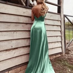 Tina Holly Couture Made To Order Tina Holly Couture TE003 Sage Green Satin Silky Formal Dress