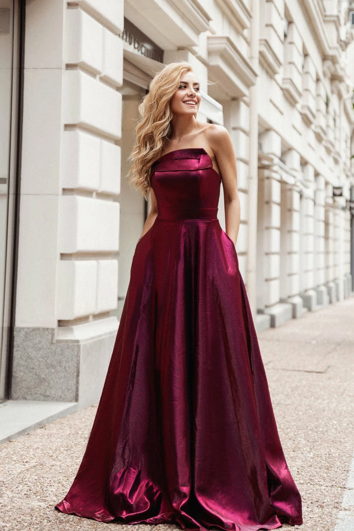 Tina Holly Couture Made To Order NEW ARRIVALS Tina Holly Couture TE720 Berry Satin Asymmetrical Strapless Silky Formal Dress 3 Tina Holly Couture Made To Order NEW ARRIVALS Tina Holly Couture TE720 Berry Satin Asymmetrical Strapless Silky Formal Dress