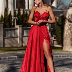 Tina Holly Couture Made To Order Tina Holly Couture Designer TH122 Red Silky Formal Gown