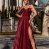 Tina Holly Couture Made To Order Tina Holly Couture Designer TH122 Wine Red Silky Formal Gown