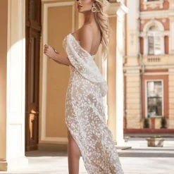 Tina Holly Couture Made To Order Tina Holly Couture TK048 White & Nude Sequin Midi Wedding Dress BRIDAL COLLECTION