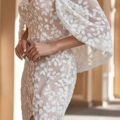 Tina Holly Couture Made To Order Tina Holly Couture TK048 White & Nude Sequin Midi Wedding Dress BRIDAL COLLECTION