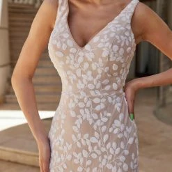 Tina Holly Couture Made To Order Tina Holly Couture TK121 White & Nude Fitted Leg Spilt Wedding Dress