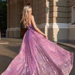 Tina Holly Couture Made To Order Tina Holly Couture Designer TK310 Wisteria Pink Glitter Formal Dress W Over Skirt NEW ARRIVALS